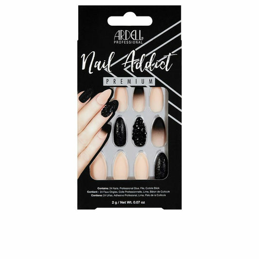 False nails Ardell Nail Addict Black Stud & Pink Ombre (24 pcs) Ardell