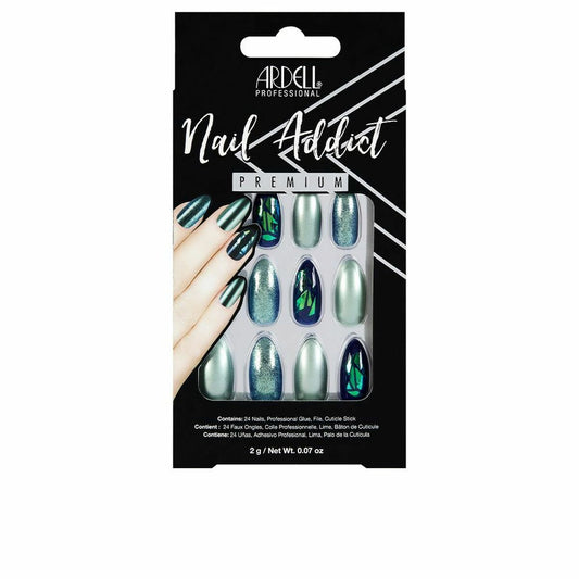 False nails Ardell Nail Addict Green Glitter Chrome (24 pcs) Ardell