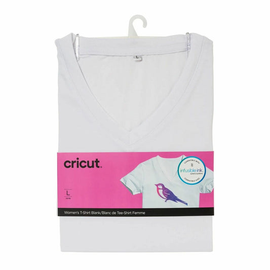 Customisable T-shirt for cutting plotter Cricut Women's White (L)