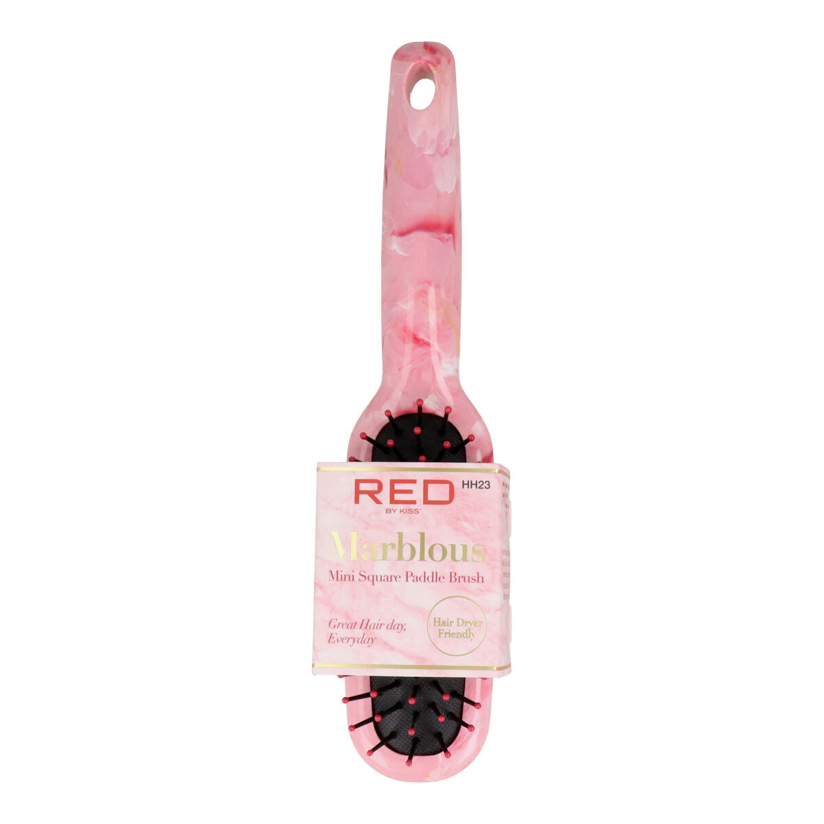 Detangling Hairbrush Red Kiss Kiss Marblous Pink Squared