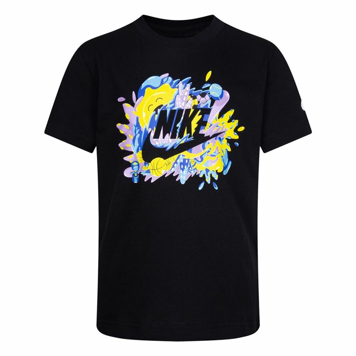 Child's Short Sleeve T-Shirt Nike Sport Splash  Black