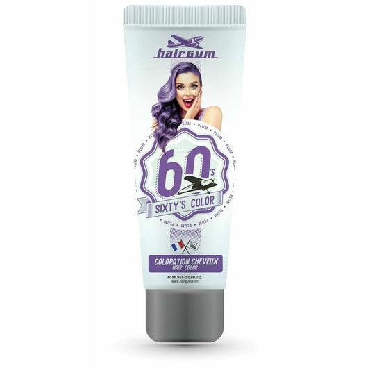 Semi-permanent Colourant Hairgum Sixty's Color Plum (60 ml) Hairgum