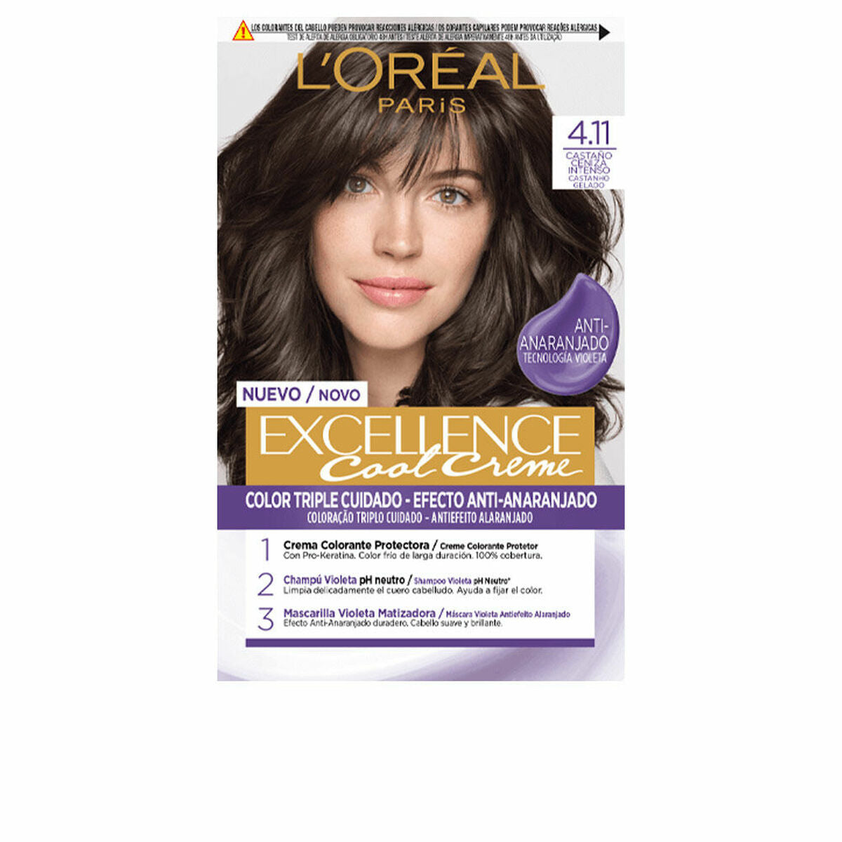 Permanent Colour Creme L'Oreal Make Up Excellence Cool Creme 4.11-castaño ceniza intenso LOreal Make Up