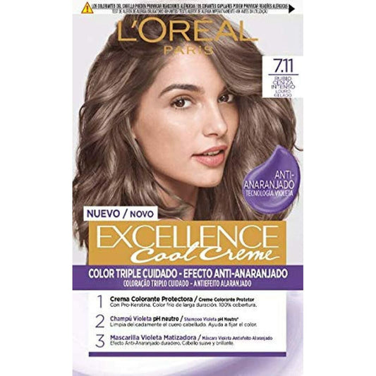 Permanent Colour Creme L'Oreal Make Up Excellence Cool Creme Intense Ash Blonde 7,11 LOreal Make Up