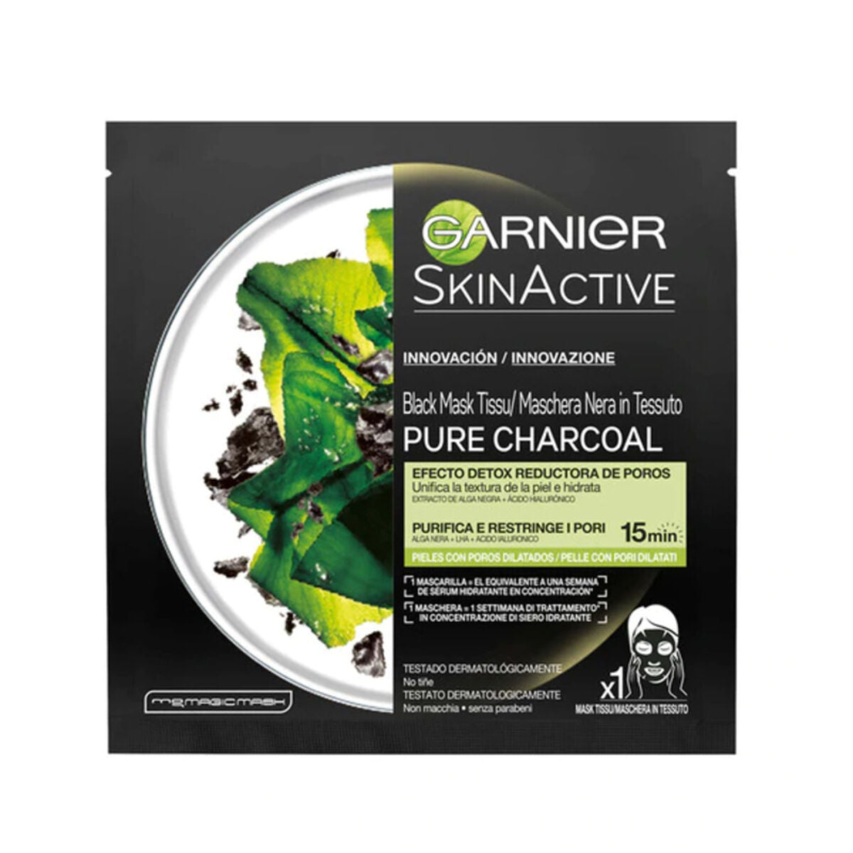 Facial Mask PURE CHARCOAL black detox Garnier Garnier