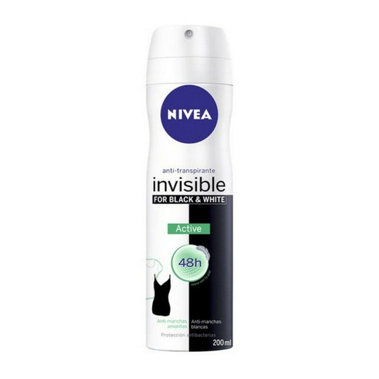 Spray Deodorant Black & White Invisible Active Nivea Black White Invisible Active (200 ml) 200 ml Nivea