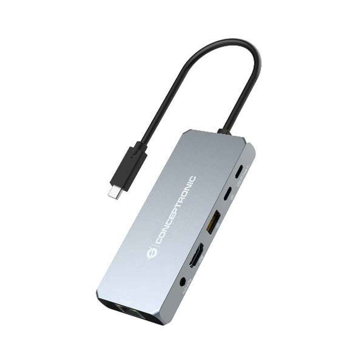 USB Hub Conceptronic 110519807101 Black Grey