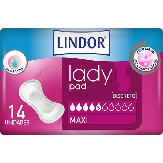 Incontinence Sanitary Pad Lindor Lady Pad Maxi 14 Units Lindor