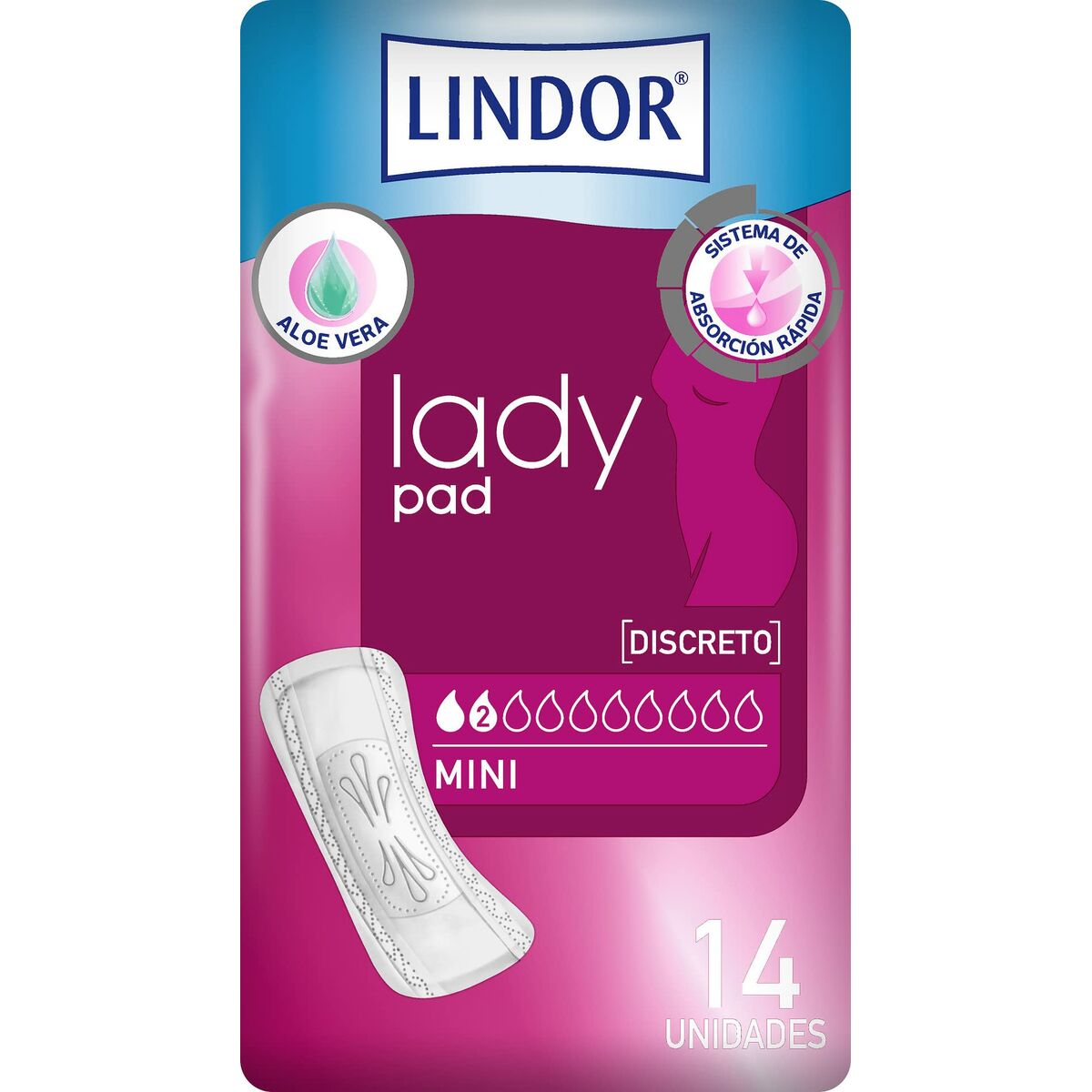 Incontinence Sanitary Pad Lindor Lady Pad Mini 14 Units Lindor