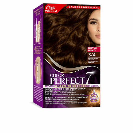 Permanent Dye Wella Color Perfect 7 Nº 3/4 Grey Hair Dark Brown 60 ml Wella