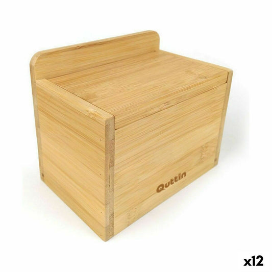 Salt Shaker with Lid Quttin Brown Bamboo 14 x 9 x 9,5 cm (12 Units)