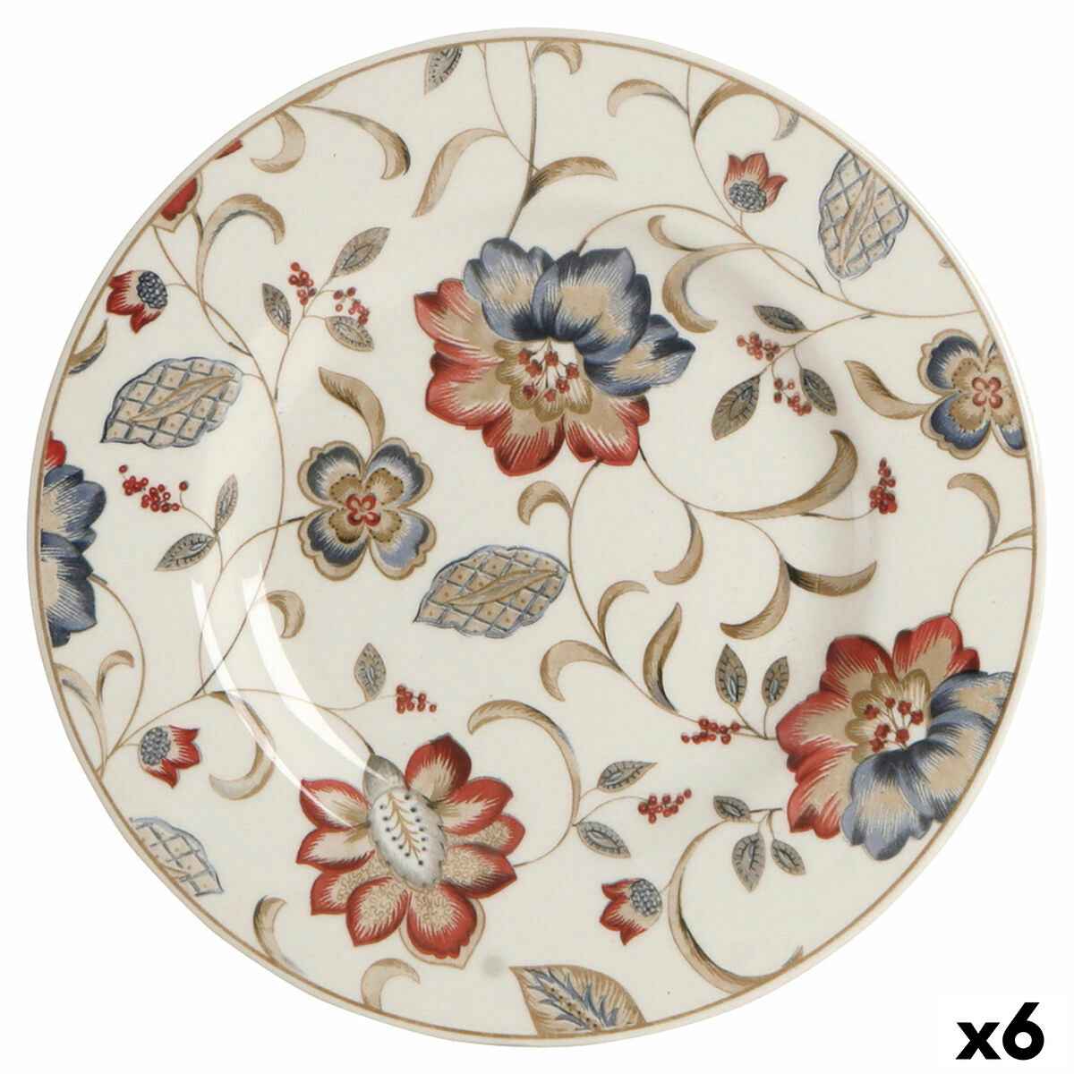 Dessert Dish Queen´s By Churchill Jacobean Floral Ceramic China crockery 21,3 cm (6 Units)