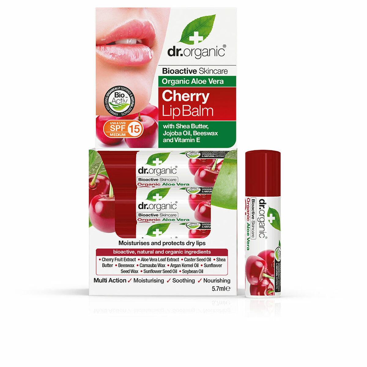 Lip Balm Dr.Organic Aloe Vera Cherry 5,7 g Dr.Organic