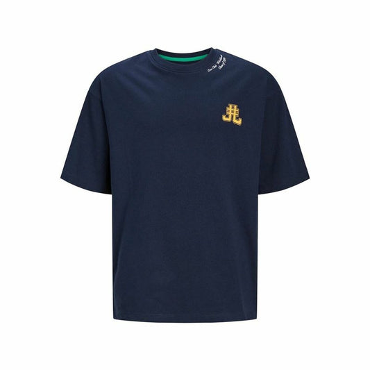 Child's Short Sleeve T-Shirt Jack & Jones Jorcole Back Print Navy Blue