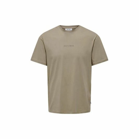 Men’s Short Sleeve T-Shirt Only & Sons Onslevi Life Reg Text Desert Light brown