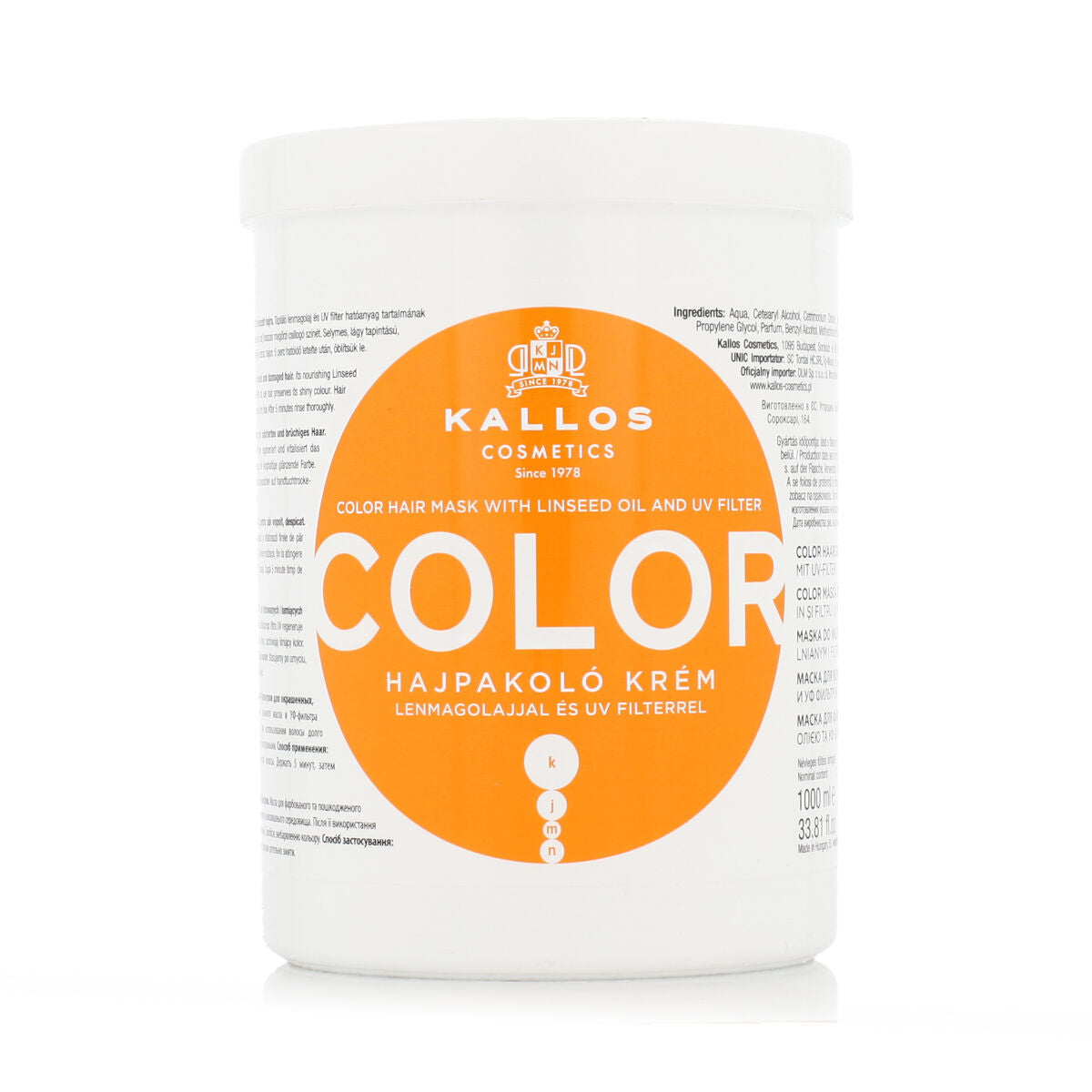 Hair Mask Kallos Cosmetics Color 1 L