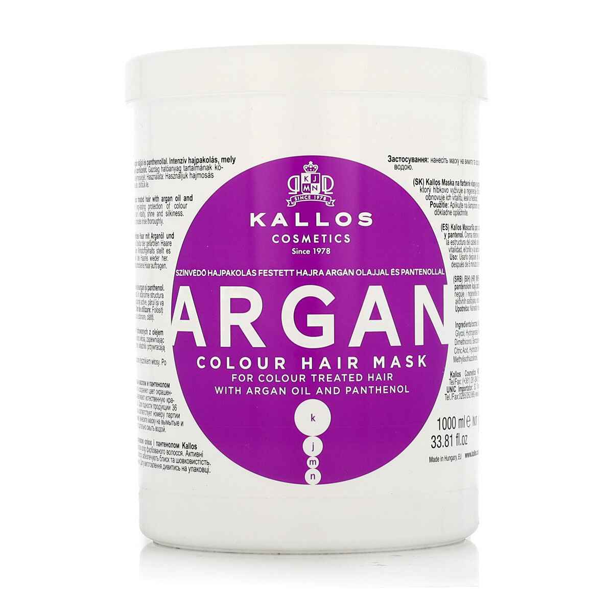 Hair Mask Kallos Cosmetics Argan 1 L