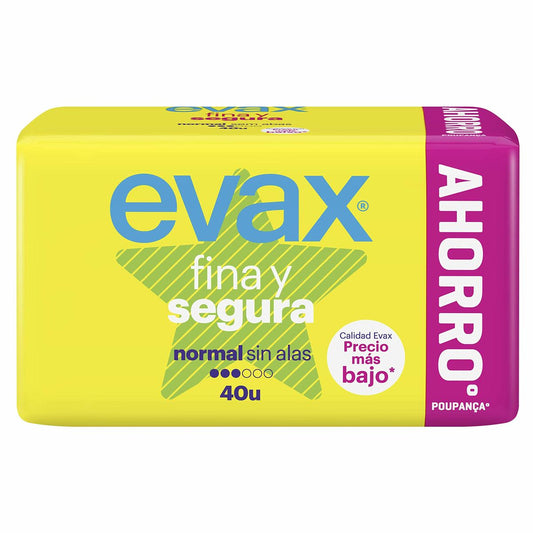 Normal sanitary pads without wings Evax Segura 40 Units Evax