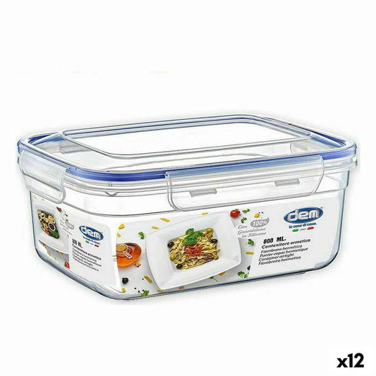 Hermetic Lunch Box Dem Rectangular 800 ml 17 x 13 x 8 cm (12 Units)