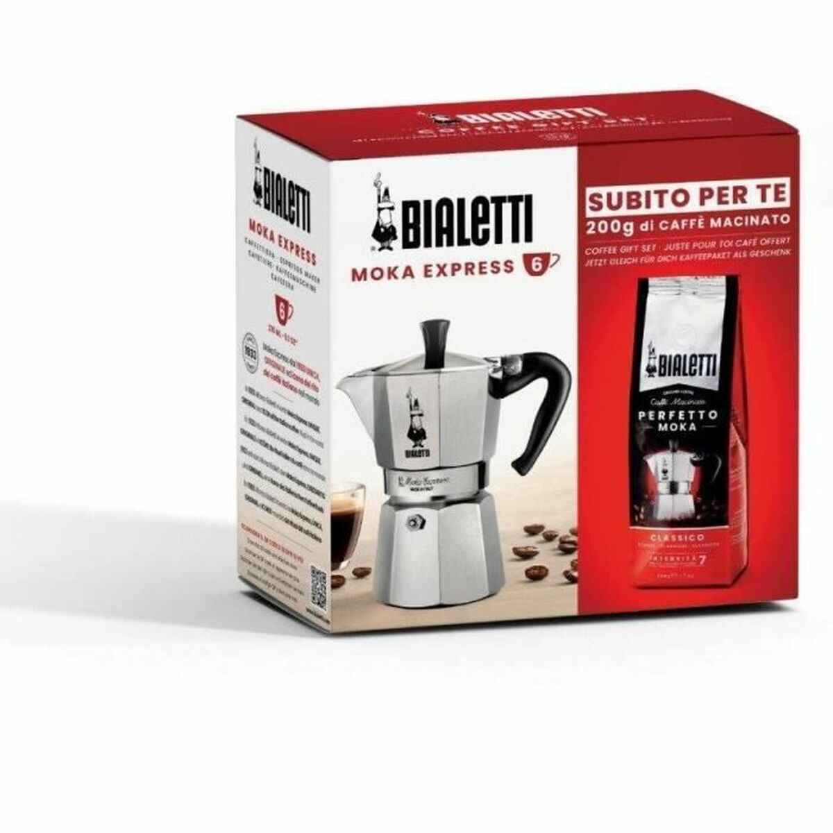 Italian Coffee Pot Bialetti Moka Classico Grey 3 Cups