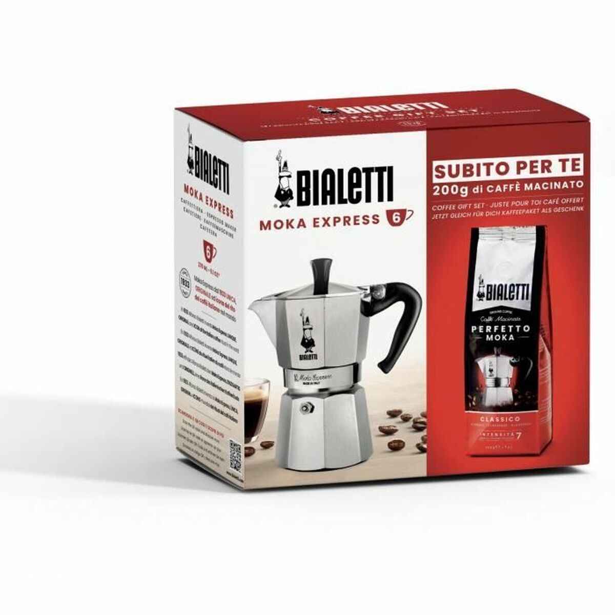 Italian Coffee Pot Bialetti Moka Classico Grey