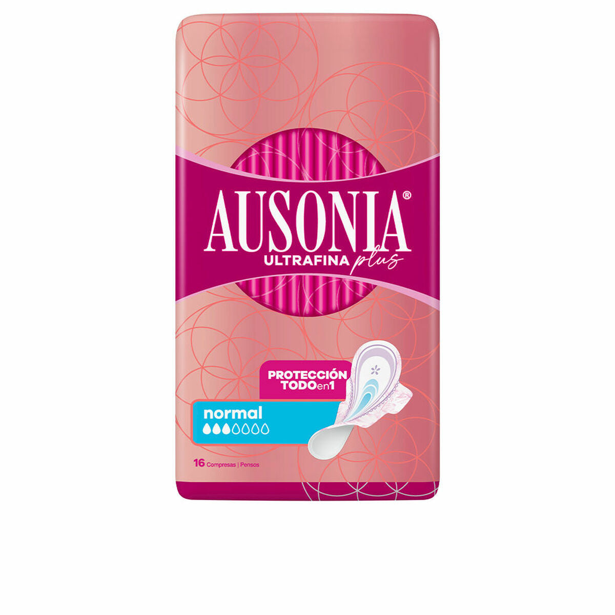 Normal Sanitary Pads with Wings Ausonia Plus Ultrafine 16 Units Ausonia