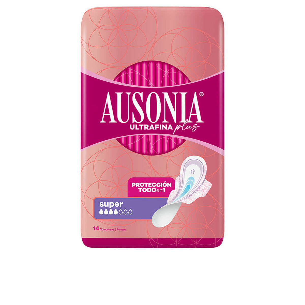 Super Sanitary Pads with Wings Ausonia Plus Ultrafine 14 Units Ausonia