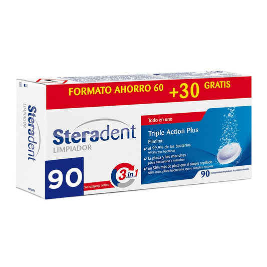 Cleaning Tablets for Dentures Steradent Triple Acción 90Units Steradent