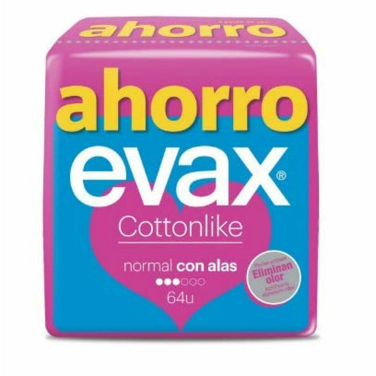 Normal Sanitary Pads with Wings Evax Cottonlike 64 Units Evax