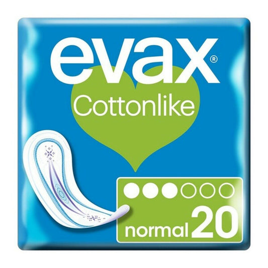 Normal sanitary pads without wings Evax Cottonlike (20 uds) 20 Units Evax