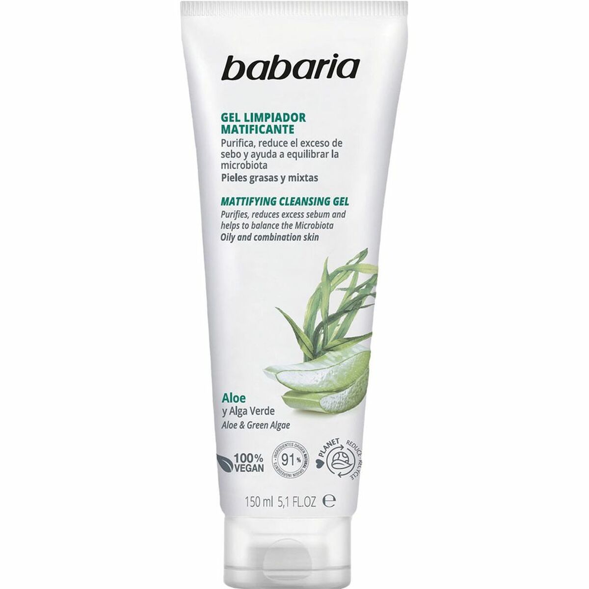 Facial Cleansing Gel Babaria Aloe Vera Mattifying finish 150 ml Babaria