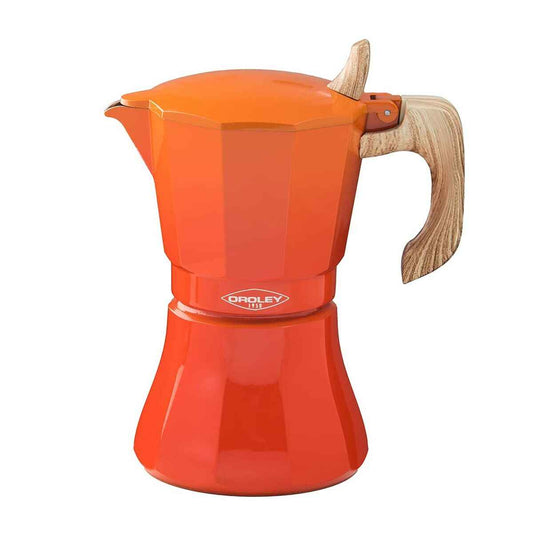 Italian Coffee Pot Oroley Petra Orange Aluminium 9 Cups