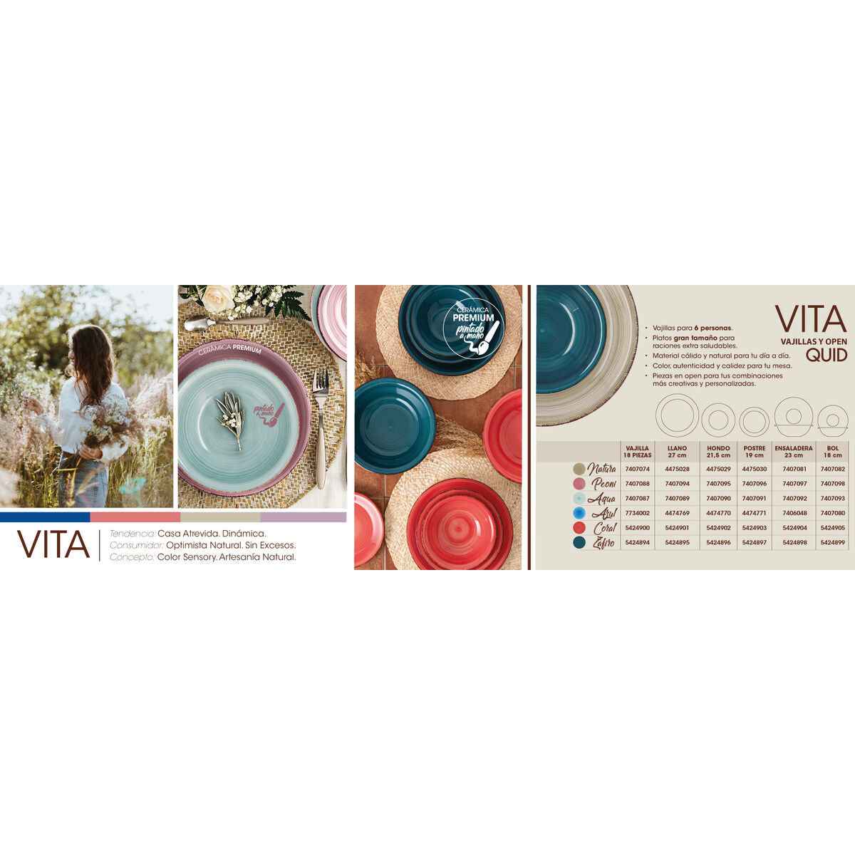 Tableware Quid Vita Aqua Blue Ceramic 18 Pieces