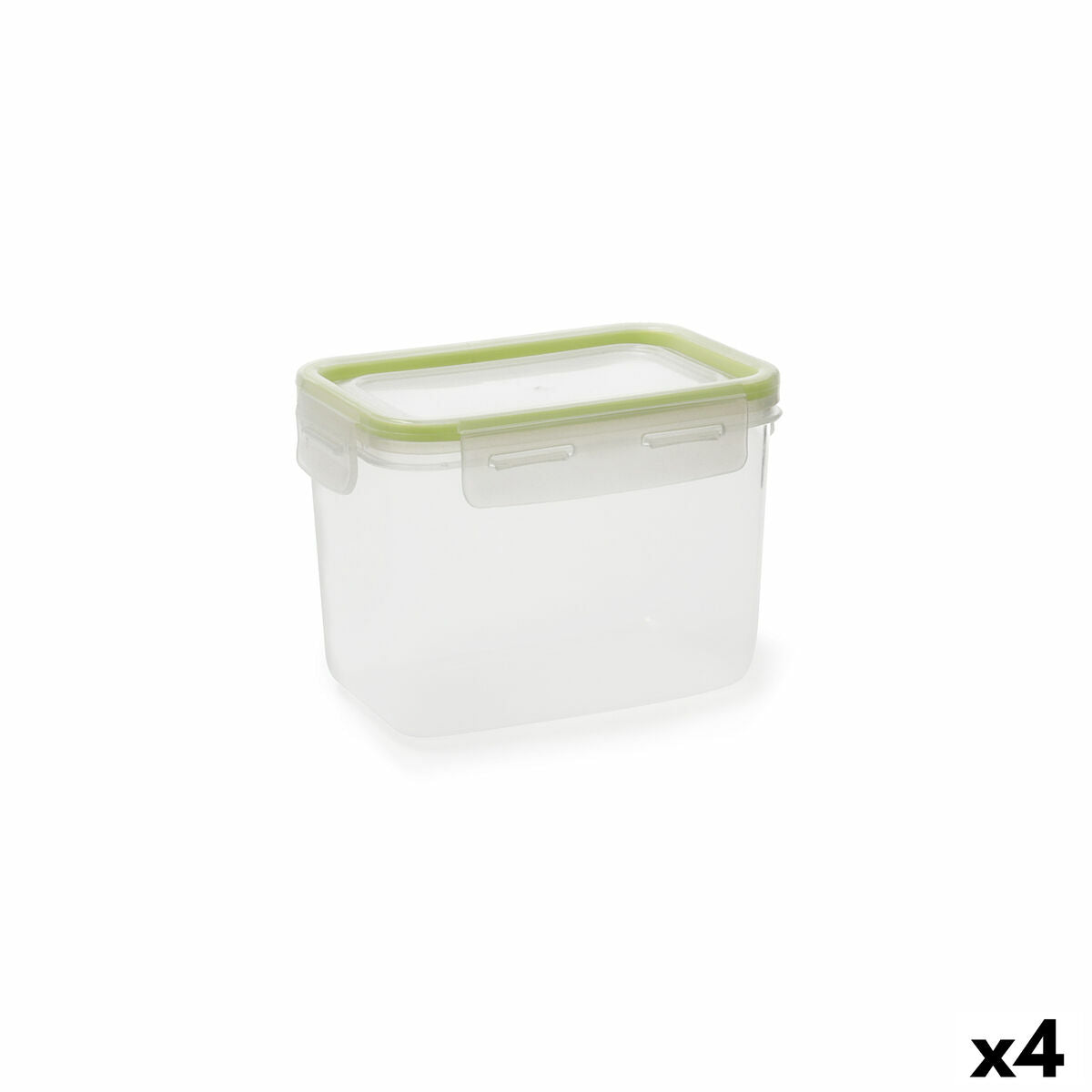 Hermetic Lunch Box Quid Greenery Transparent Plastic Rectangular 1,05 L (4 Units)