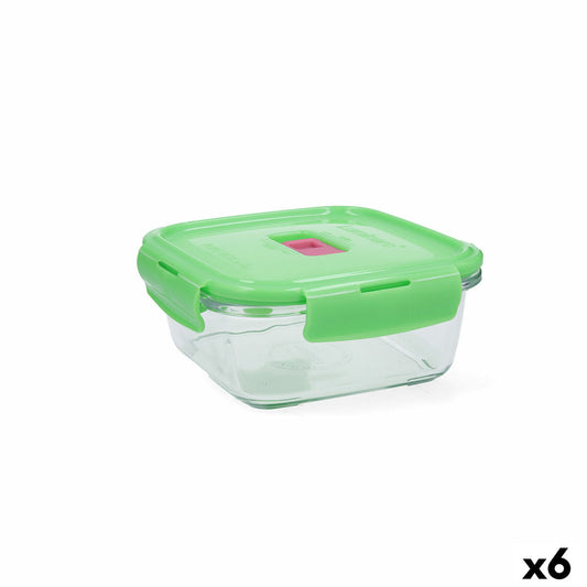 Hermetic Lunch Box Luminarc Pure Box Holy Green Glass Squared 760 ml (6 Units)