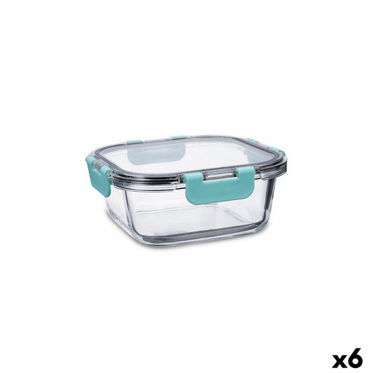 Hermetic Lunch Box Quid Purity Squared 800 ml Transparent Glass (6 Units) Quid