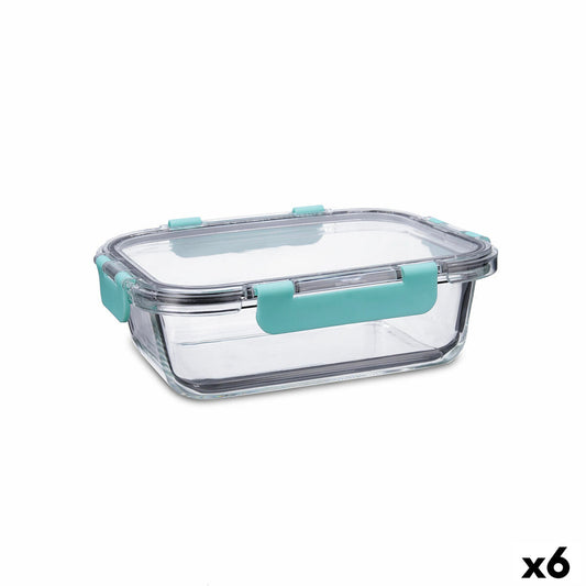 Hermetic Lunch Box Quid Purity Rectangular 1,04 L Transparent Glass (6 Units) Quid