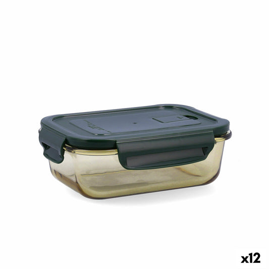 Hermetic Lunch Box Bidasoa Infinity Rectangular 630 ml Yellow Glass (12 Units)