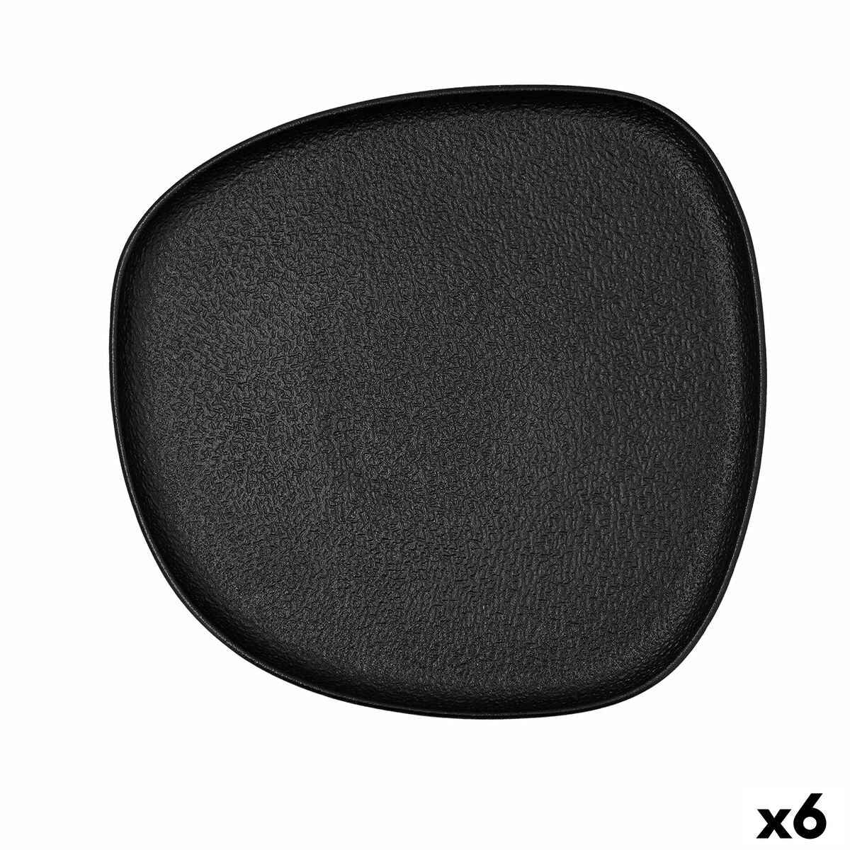 Flat Plate Bidasoa Fosil Black Ceramic Squared 26,3 x 25,5 x 2,4 cm (6 Units)