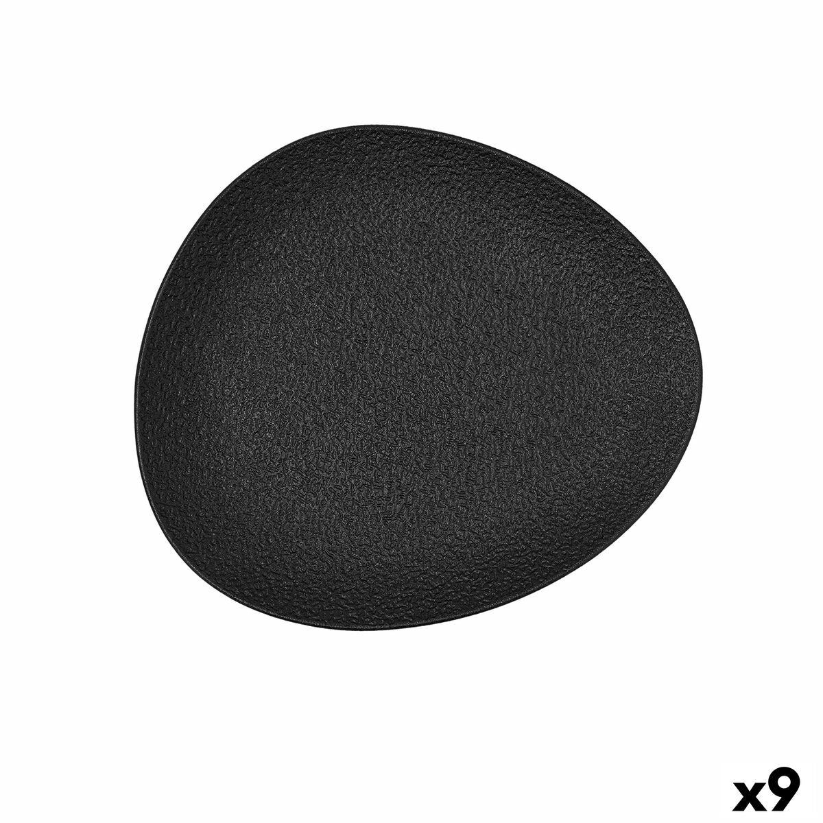 Flat Plate Bidasoa Fosil Black Ceramic Oval 22,8 x 20,1 x 2,2 cm (9Units)