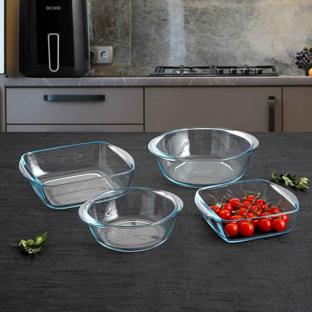 Serving Platter Pyrex Airfryer Transparent Glass Ø 26 cm 2,3 L (8 Units)