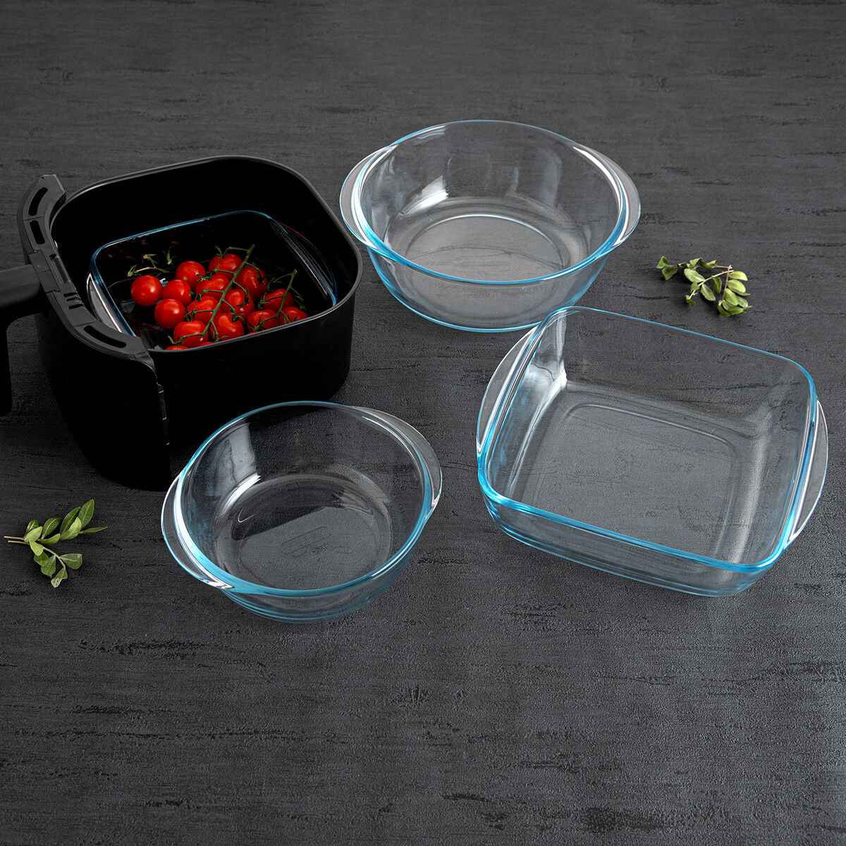 Serving Platter Pyrex Airfryer Transparent Glass Ø 26 cm 2,3 L (8 Units)