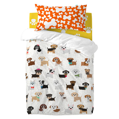 Duvet cover set HappyFriday Mr Fox Dogs Multicolour Baby Crib 2 Pieces HappyFriday