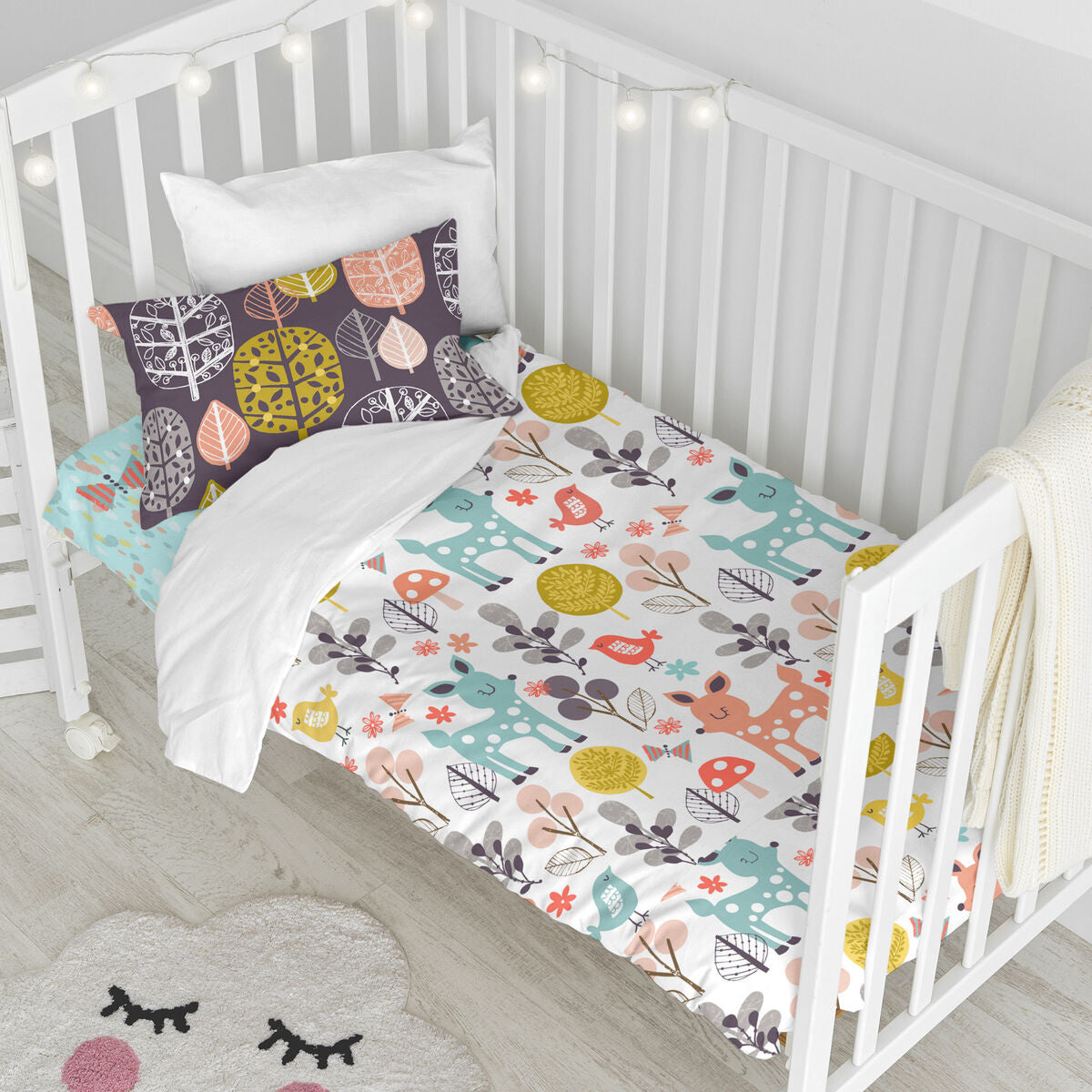 Duvet cover set HappyFriday Moshi Moshi Woodland Multicolour Baby Crib 2 Pieces HappyFriday