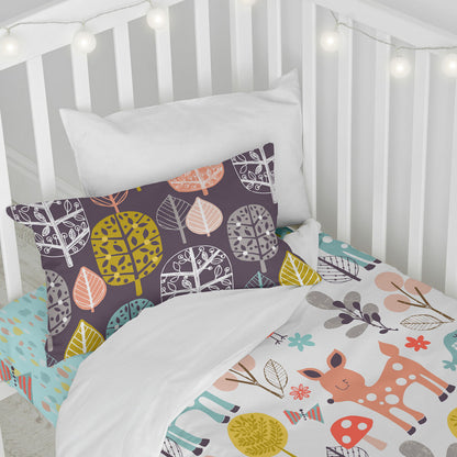 Duvet cover set HappyFriday Moshi Moshi Woodland Multicolour Baby Crib 2 Pieces HappyFriday