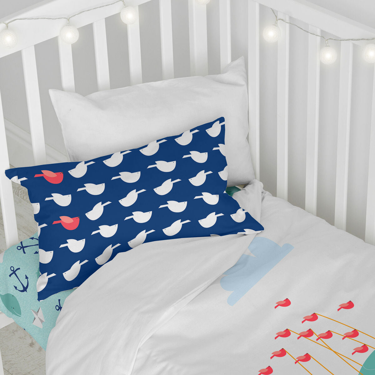 Duvet cover set HappyFriday Moshi Moshi Whale Multicolour Baby Crib 2 Pieces HappyFriday