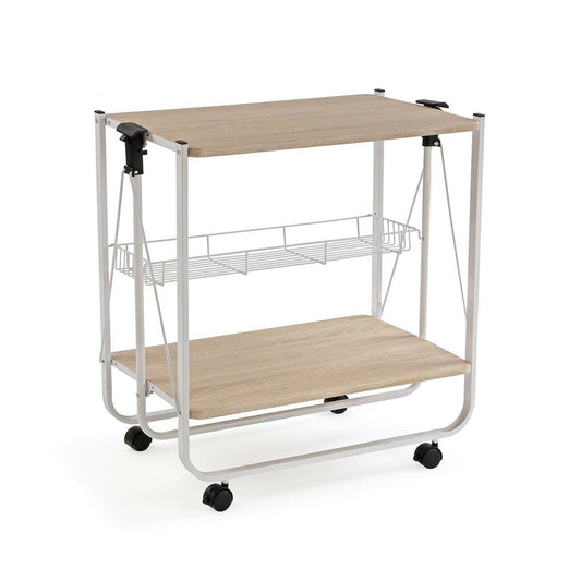 Kitchen Trolley Versa White PVC Metal MDF Wood 40 x 70 x 68 cm