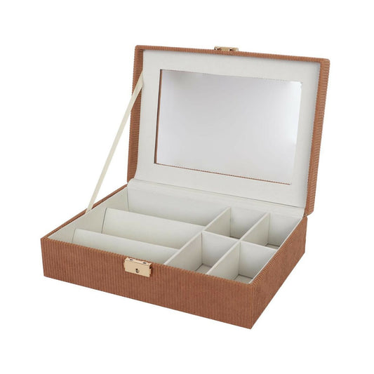 Box for watches Versa Red Polyester MDF Wood 11,5 x 8 x 21 cm