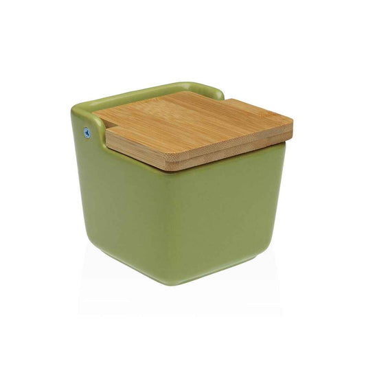 Salt Shaker with Lid Versa Green Ceramic 8,8 x 8,5 x 8,8 cm