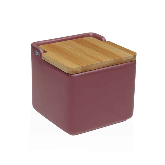 Salt Shaker with Lid Versa BURGUNDY Ceramic 12,2 x 11,5 x 12,2 cm